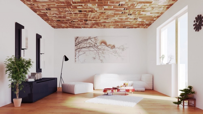 Wizualizacja wnętrza &ndash; Sufit napinany